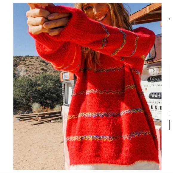 Boho chic Strip Knit Sweater Top - Picture 8 of 8